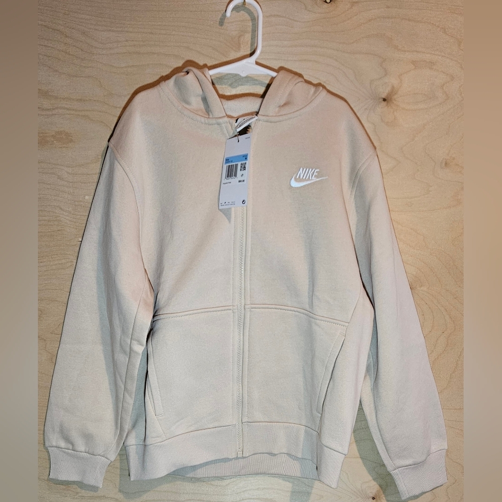 Nike Kids Size Medium Beige Zip-Up Hoodie